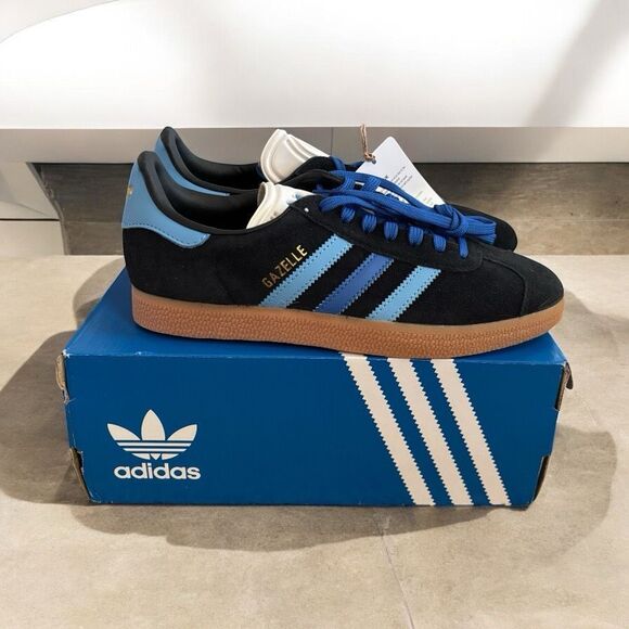 Adidas Shoes - Adidas Wmn's Gazelle Black Blue IE9124 -Suede Sneakers Retro Originals Sz 7.5-8.